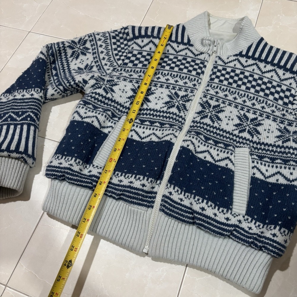 Vintage Chore Coat Barn Jacket Winter Pattern Zip Women's S Aztec Snowflake 90s - Picture 7 of 8